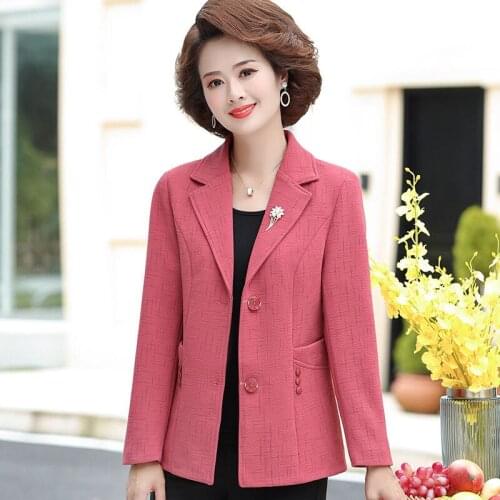 2021 Spring Autumn Middle-aged Womens Jacket Fashion Long Sleeve Slim Coat Female Casual Outerwear Abrigos Mujer Invierno F130