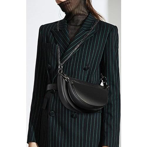 Women Bag 2021 New Fashion PU Saddle Chains Solid Zipper Shoulder Bag Purse Crossbody Bags For Women Euro-America Style