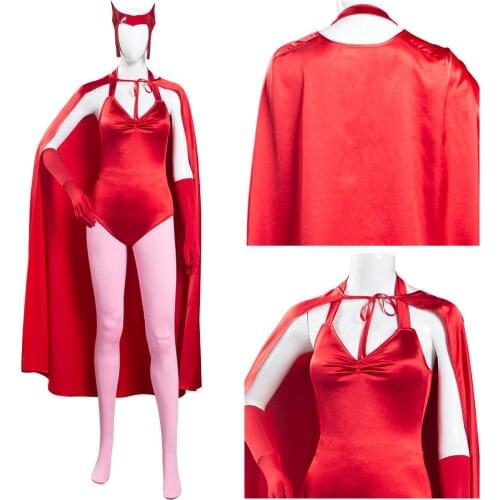 Wanda Vision Scarlet Witch Wanda Maximoff Cosplay Costume Women Jumpsuit Outfits Cape Halloween Carnival Suit