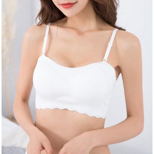 Women Sexy Seamless Ice Silk Wrapped Strapless Bra Sport Casual Wire Free Bra Stretchy Bandeau Tube Top Bras Lady Underwear