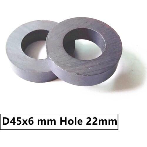 1-2pcs/lot Y30 Ring Ferrite Magnet 45*6 mm Hole 22mm Permanent magnet 45mm x 6mm Black Round Speaker 45X6 45-22*6