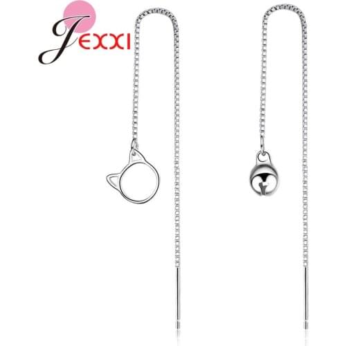 1 Pair Lovely Cat 925 Sterling Silver Earrings Ear Line Design Long Earing For Women Party Wedding Jewelry Fast Shipping