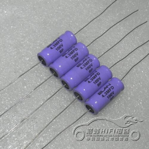 1pcs/1lot ELAN Long BP 100v4.3uf 4.3MFD NP through heart frequency divider electrodeless axial electrolytic capacitor
