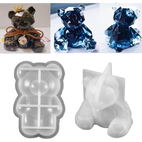 1pcs 3D Geometry Stereo Bear Silicone Molds Bear Epoxy Resin DIY Crafts Decoration Cartoon Little Rilakkuma Silicone Mold