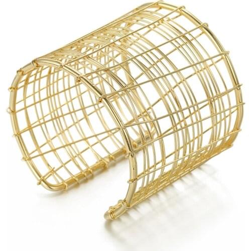 1PC New Eueopean Geometric Leaf Open Cuff Bracelets Bangle For Womens Men Punk Geometric Hollow Maxi Bracelet Male Jewelry B48