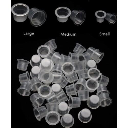 100pcs/pack Transparent Plastic Disposable Tattoo Cups Clear Container Permanent Makeup Pigment Ink Holder Caps 3Size Hot sale