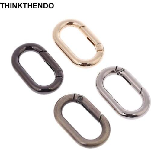 2 Pcs Metal Spring Oval Ring Keyring Leather Bag Belt Strap Buckle Dog Chain Snap Clasp