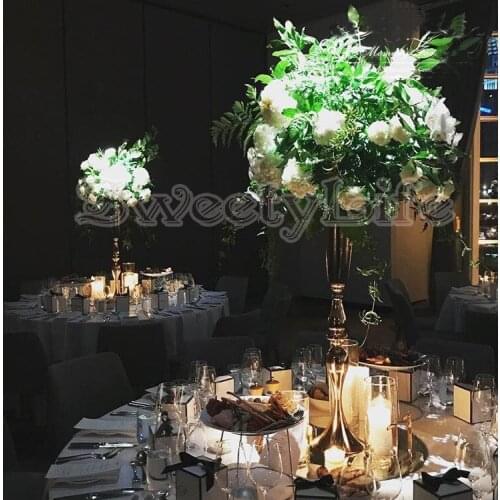 2019 Gold wedding flower vases metal flower stand Table Centerpiece Wedding Decoration 88cm Tall Free Shipping
