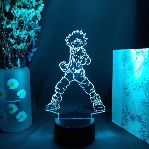 3D Illusion Lamp Izuku Midoriya Kids Bedroom Nightlight LED Touch Sensor Lights Anime My Hero Academia Figure Deku Night Light
