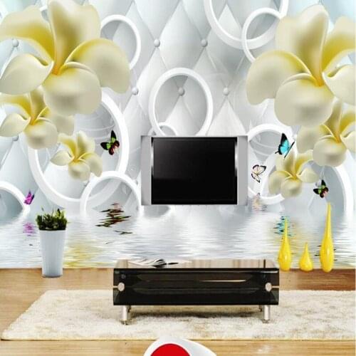 Beibehang 3d wallpaper lily soft bag home decoration background living room bedroom TV wallpaper for walls 3 d papel de parede