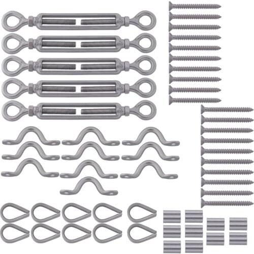 5 set Stainless Steel G316 Used for Wooden Posts Balustrade Turnbuckle Kit Wire Handrail Cable DIY