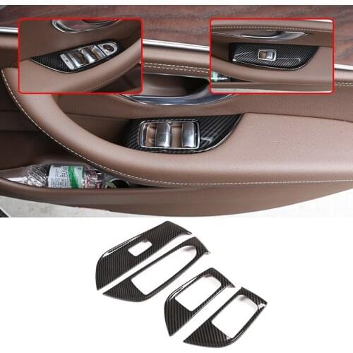 Carbon Fiber ABS Window Lift Switch Button Frame Trim For Mercedes-Benz E Class W213 2016-2019 Car Accessories