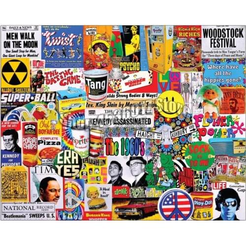 Diy Diamond Painting Life in the 60s Cross Stitch Embroidery Wall Sticker Diamond Mosaic Pop Culture Christmas Painting Crafts