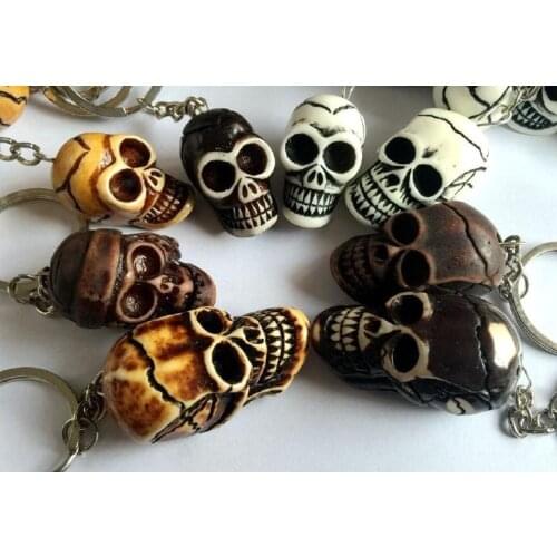 Free shipping 12 pcs Male Punk Shape Key Chain Skull Shaped Personal Keychain