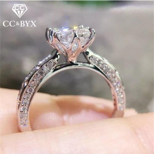 CC Silver Rings For Women Princess Luxury Vintage Hollow Square Cubic Zirconia S925 Ring Bridal Wedding Charms Jewelry CC1428