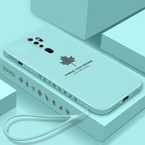For OPPO A5 A9 A53S 2020 Case Soft Liquid silicone Maple leaf protective Back Cover For OPPO A52 A72 A92 A92S A91 A93 A55 A3S