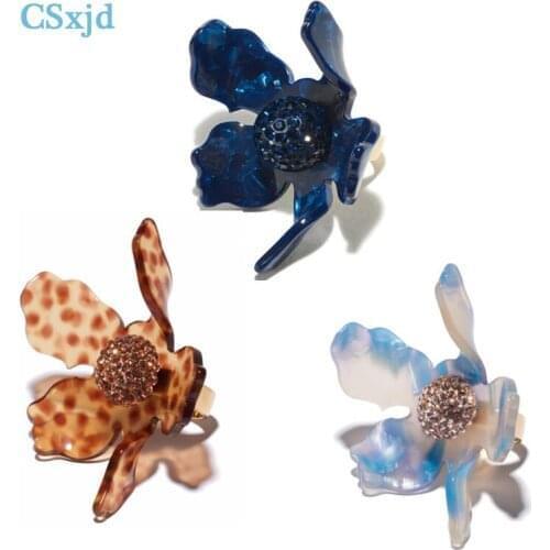 CSxjd luxury Lily flowers Resin rings Women elegant hyperbole ring jewellery