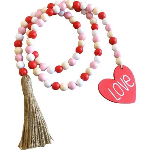 Nordic Style Colorful Cotton Rope Wood Beads with Tassels Home Bedroom Hanging Decor
