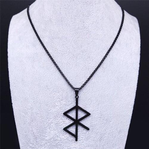 Nordic Bindrune - Peace Tranquility & Unity Stainless Steel Necklaces Men/Women Silver Color Long Necklace Jewelry N1268S02