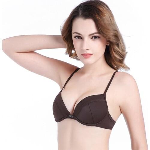 Women Bra Adjustable Shoulder Straps Swim Top Underwired Double Layer Padding Push up Bikini Bra Drop Shipping Black