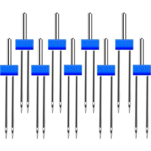 LMDZ 9PCS/ Set Sewing Machine Needles Double Twin Needles 2/3/4mm Sewing Needle for Most Household Sewing Machine Accessories