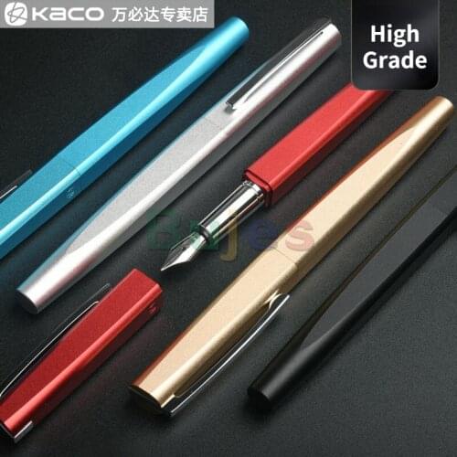 KACO SQUARE Series Luxury Fountain Pen with 0.5mm Nib Nobel Metal Aluminum Ink Pens with Original Gift Case Stationary Supplies
