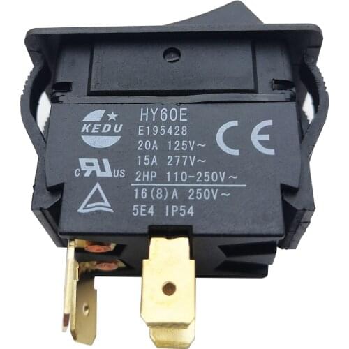 KEDU HY60E 4Pin DPST 125V 250V 20A Double-Pole Single-Throw Rocker Pushbutton Switches Electromanetic Push Button Switch