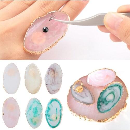 1Pc 6 Colors Crystal Eyelash Extension Glue Rings Jade Stone Individual False Eyelash Glue Holder Eyelash Adhesive Stand Pigment