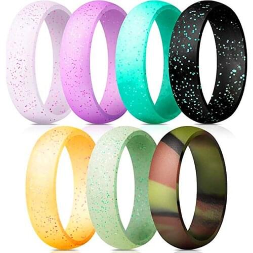 New 1Set Environmental Sport Simple Colorful Unisex Silicone Ring For Fashion Party Women Wedding Couples Round Cocktail Rings