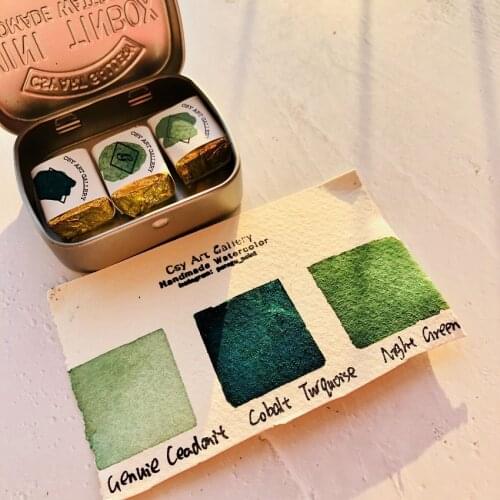 Handmade Mineral Watercolor Paint Cobalt Turquoise Green Set Layered Color Acuarela Art Supplies For Artist