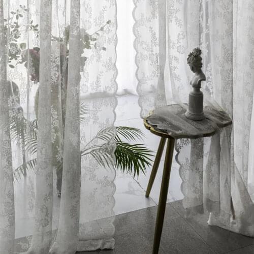 European Voile Sheer Curtain Embroidery Flower Screens White Tulle Curtains for Bedroom Living Room Windows Curtain Home Decor