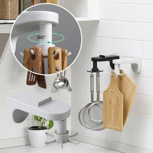 360 Degrees Rotated Kitchen Hook Organizer Wall Hanging Spatula Spoon Rack Rotating Bathroom Hanger Dish Drying Storage Rack