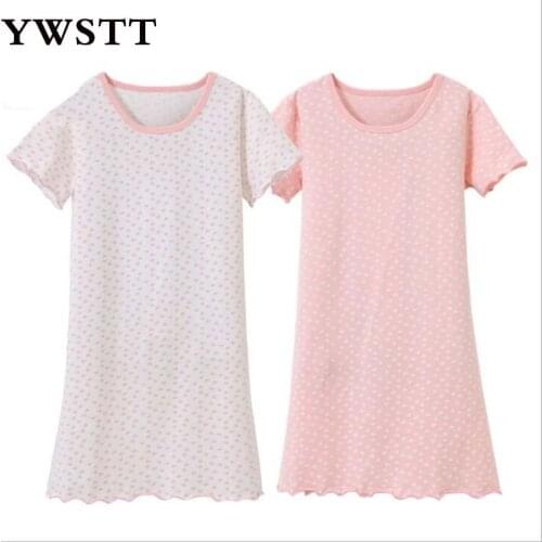 Girl Summer Dot Nightgowns Kids Pajamas Girls Nightgowns Kids Summer Cotton 2018 New Cotton Girl Princess Sleepwears