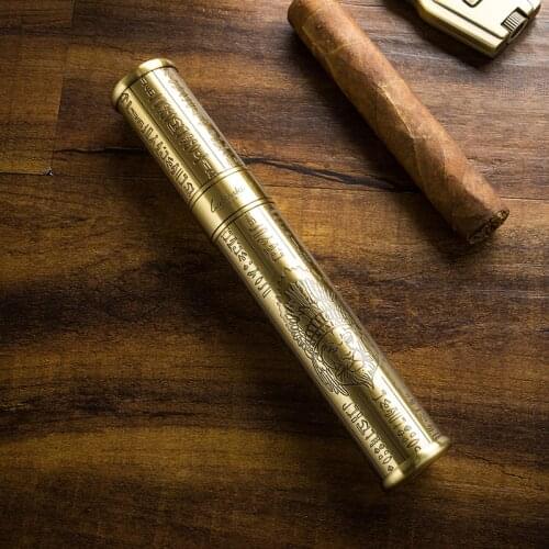 LUBINSKI High Grade Metal Design Stainless Steel Travel Cigar Humidor Tube Single Cigar Case Holder Tubes Supplies For Cohiba