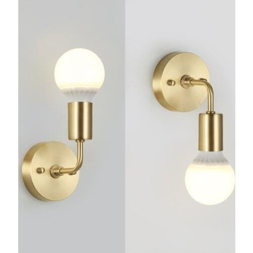 American Loft Style Copper Wall Sconce Simple Vintage LED Wall Light Fixtures Home Bedroom Bedside Wall Lamp Indoor Lighting