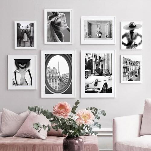 Fashion Sexy Girl Car Door Tower Paris Wall Art Canvas Painting Nordic Posters And Prints Wall Pictures For Living Room Decor