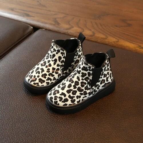 Autumn winter models of childrens leopard print single boots boys girls moist anti-skid thin velvet boots girls princess shoes