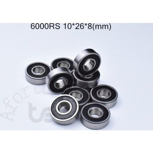 6000RS 10*26*8(mm) 10Pieces bearing ABEC-5 rubber sealing type 6000 6000RS chrome steel deep groove bearing