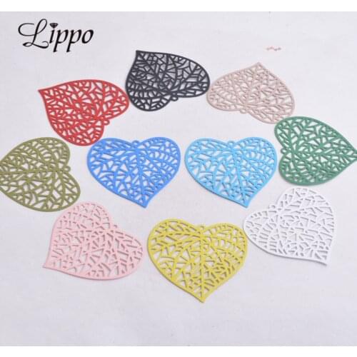 30pcs AB4966 40*42mm Heart Shape Leaf Charms Leaves Articles Pendants