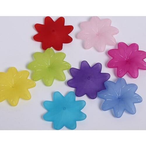 Translucent Dull Polish Eight Petals Flower Shape DIY Craft Accessories Beads For Jewelry Making Acrylic Beads 7*38mm 15pcs/bag