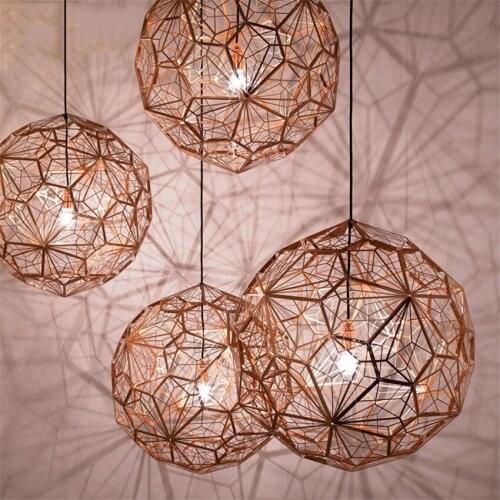 Postmodern Etch Art Pendant Lights Diamond Ball electroplated Stainless Steel Dining Room Bedroom Desktop Hanging Lamps Fixture