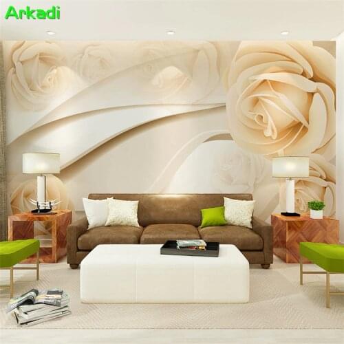 Romantic Rose Flower TV Background Wall Painting Modern Simple Warm 3d Sofa Bedroom Bedside Background Wall covering Wallpaper