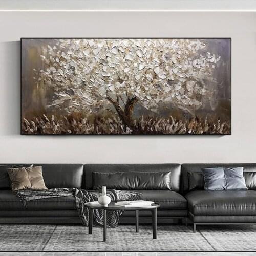 Handmade Thick Gold Money Tree 100% Hand Painted Modern Abstract Oil Painting On Canvas Wall Art For Living Room Home Decor