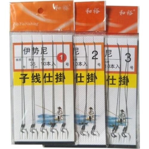 10pcs Fishing Crank String Japan Series1#-12# Fishhooks Group Freshwater Catch Barbed Sabiki Tackle Single Black Nickel Color