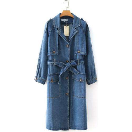 Sherhure Women's Denim Trench Coats