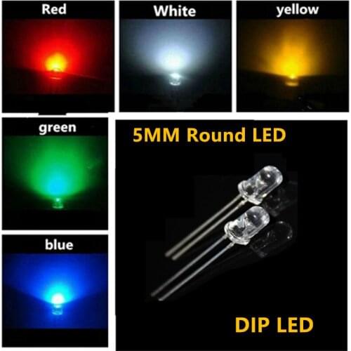 1000pcs / lots 5MM LED Clear bright red Blue wihte yellow LED light-emitting diode factory direct Short legs LED