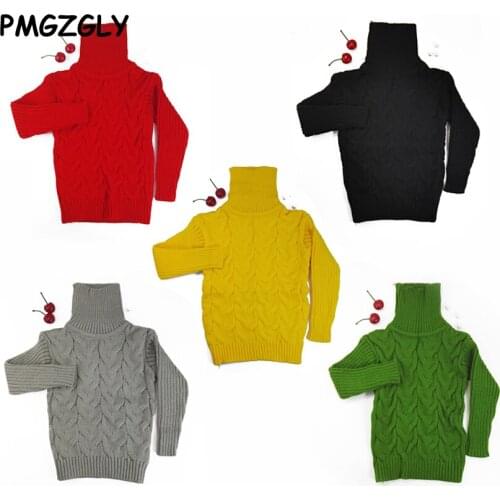Warm outerwear sweaters boys girls kids sweater knitted bottoming turtleneck shirts solid unisex winter autumn pullovers