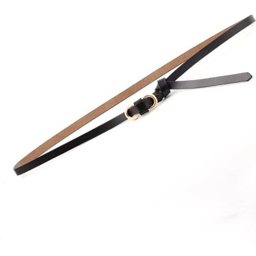 Summer leather thin belt simple and wild without holes with dress decoration fashion small belt Korean version knot tide