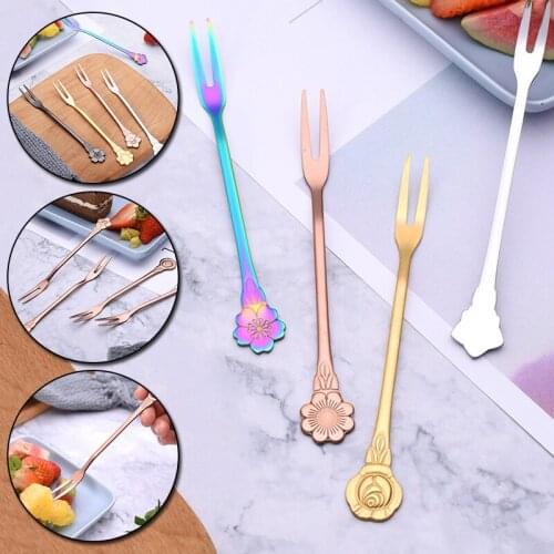 1Pcs Fruit Fork 304 Stainless Steel Cake Dessert Forks Kitchen Dinnerware Accessories