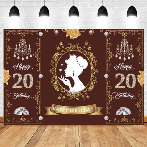 Yeele Birthday Party Backdrop Women Girl 20th Flower Crystal Decor Photozone Banner Photographic Background Photo Studio Props